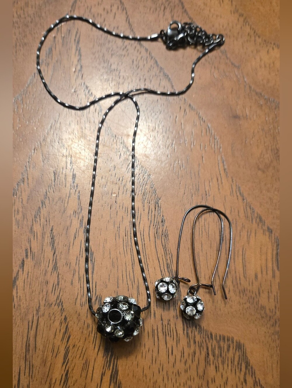 Crystal Ball Pendant Necklace and Earrings Set